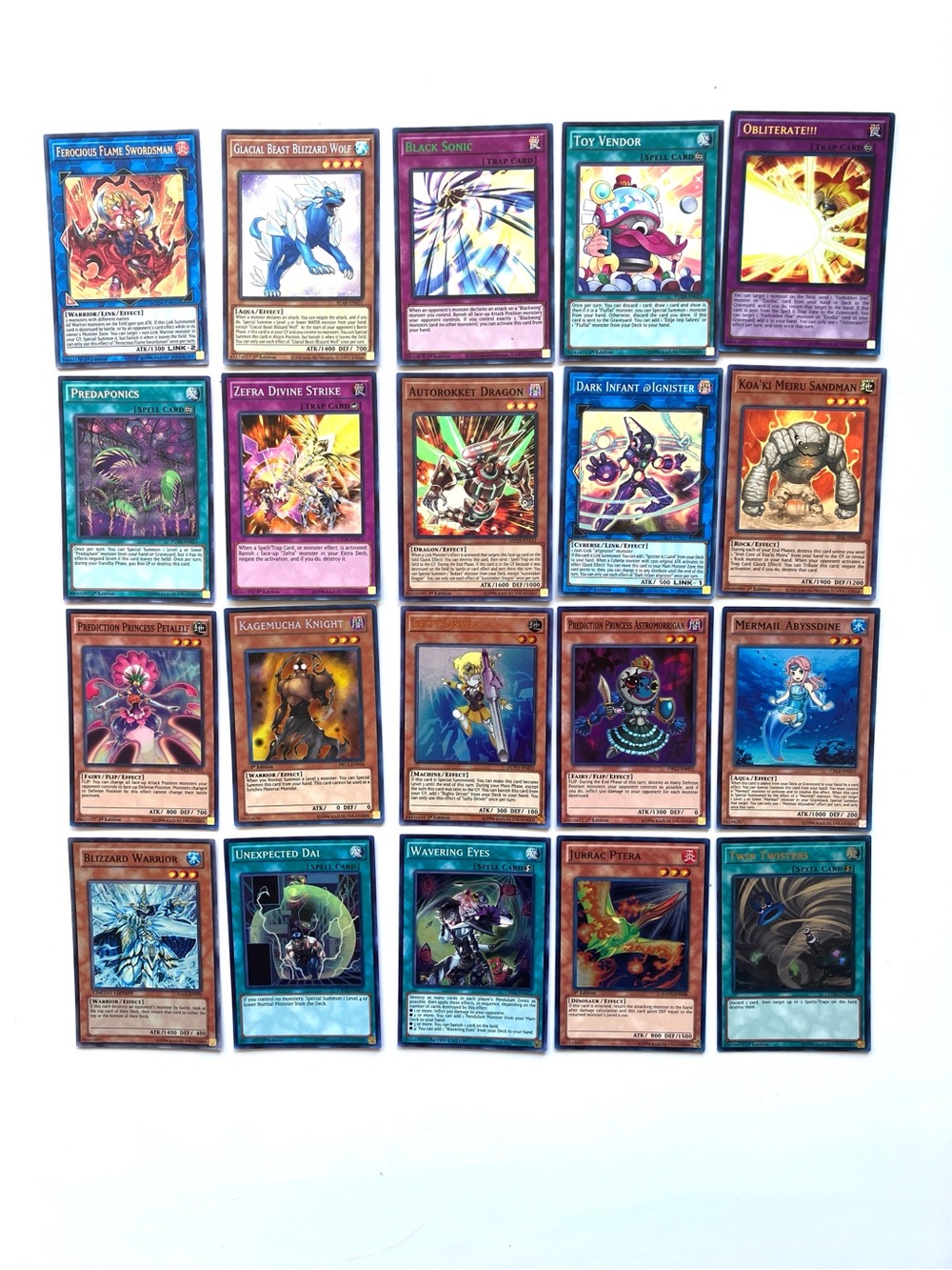 Holographic Yu-Gi-Oh! 20 Card Foil Lot Ferocious Flame Swordsman Twin Twisters